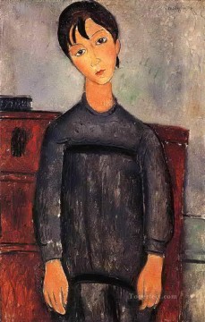 little girl in black apron 1918 Amedeo Modigliani Oil Paintings
